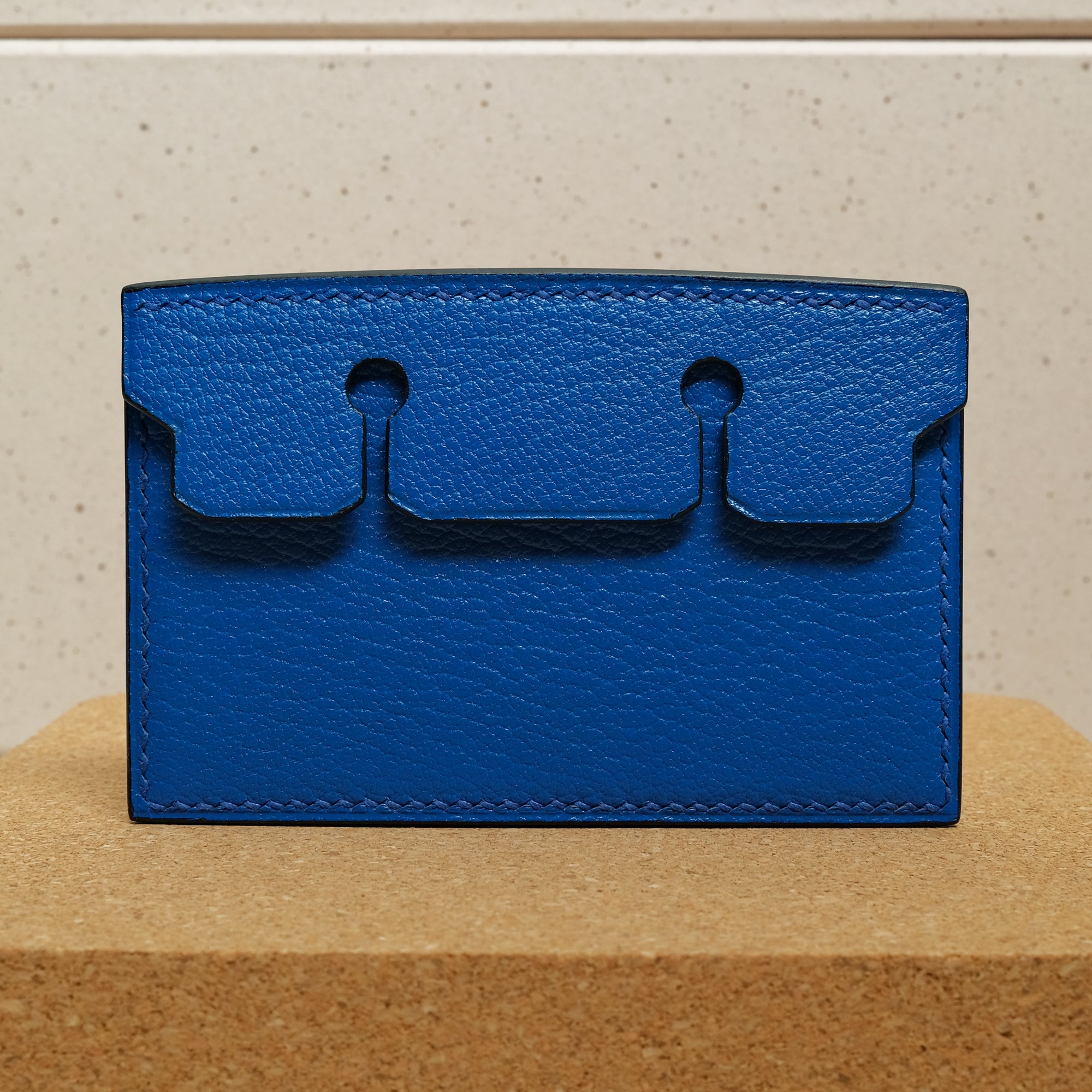 Card Wallet in Electric Blue Chèvre